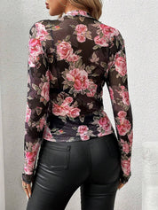 Florélique Charm | Sheer Rose Mesh Top
