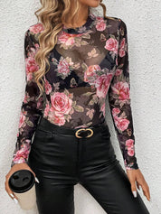 Florélique Charm | Sheer Rose Mesh Top