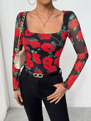 Rosavelle Edge | Sheer Rose Mesh Top