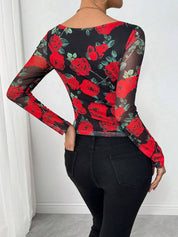 Rosavelle Edge | Sheer Rose Mesh Top