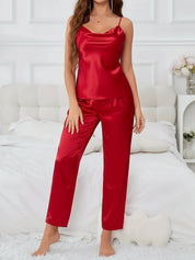 Velmora Silk | Satin Cami & Wide Leg Pajama Set For Women