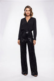 Valentina Rossi | Sequin Straight-Leg Party Pants For Women