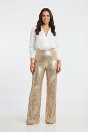 Valentina Rossi | Sequin Straight-Leg Party Pants For Women