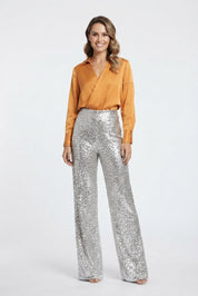 Valentina Rossi | Sequin Straight-Leg Party Pants For Women