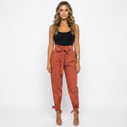 Verity Lawson | High-Waist Paperbag Pants With Tie Belt For Women