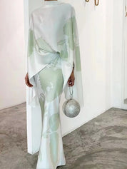 Viola Rushdale | Champagne Floral Cape Top Two Piece Set For Women