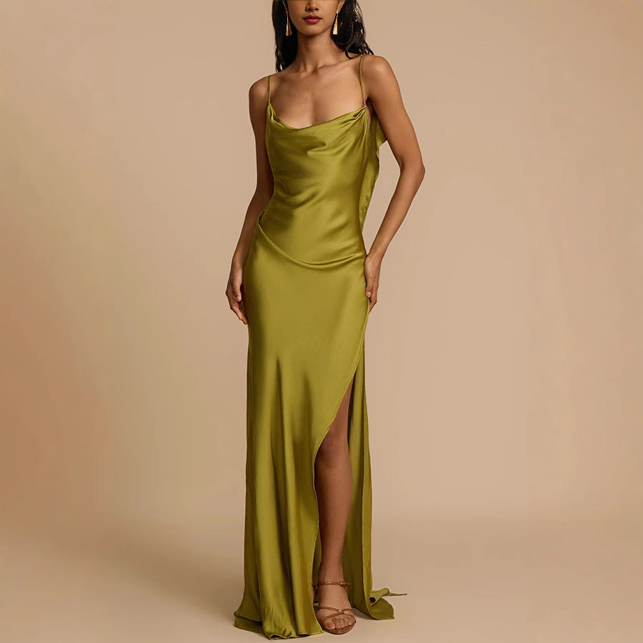 Imogen Carrington | Satin Cowl Neck Slip Maxi Dress For Women