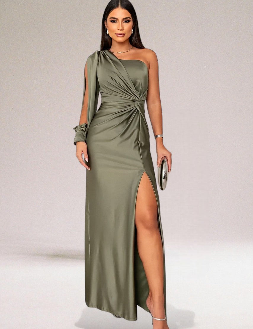 Harriet Langdon | One Shoulder Satin Maxi Evening Gown For Women