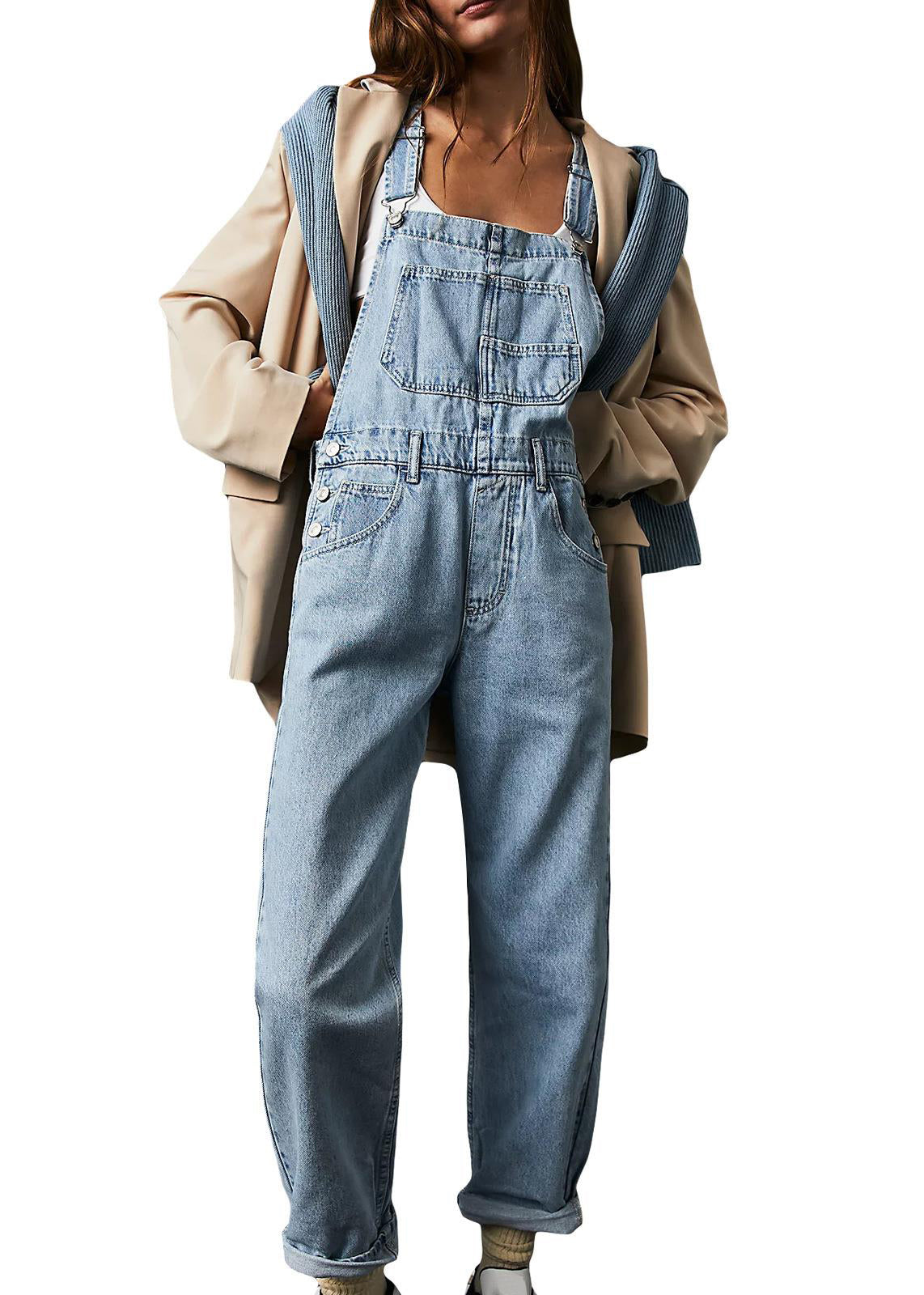 Sophie Martin | Relaxed Denim Dungaree Jumpsuit For Women