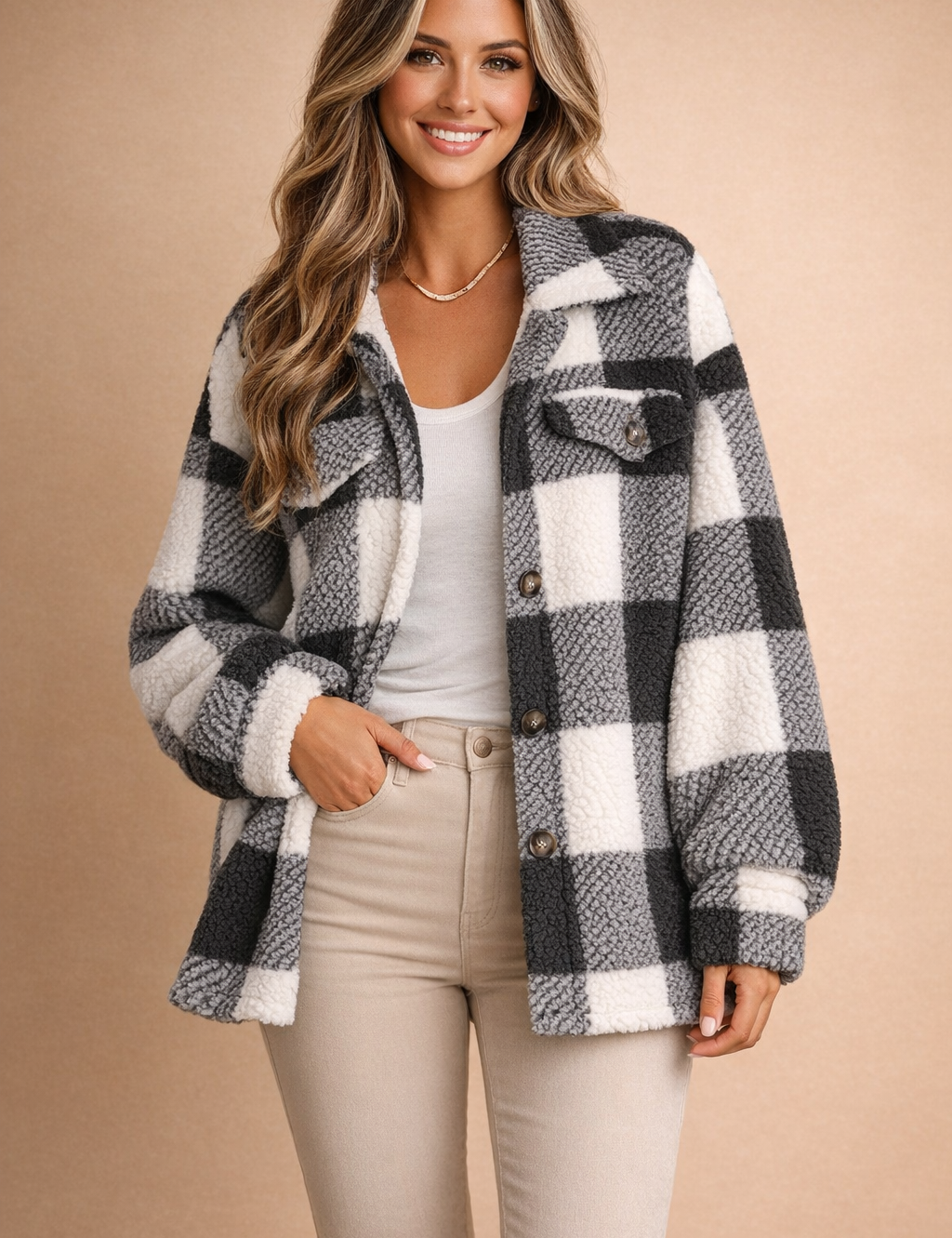Amélie Laurent | Check Shirt Jacket For Women