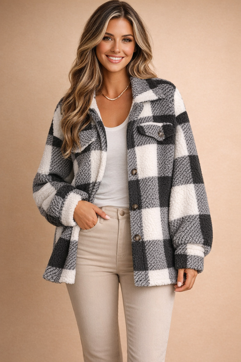 Amélie Laurent | Check Shirt Jacket For Women