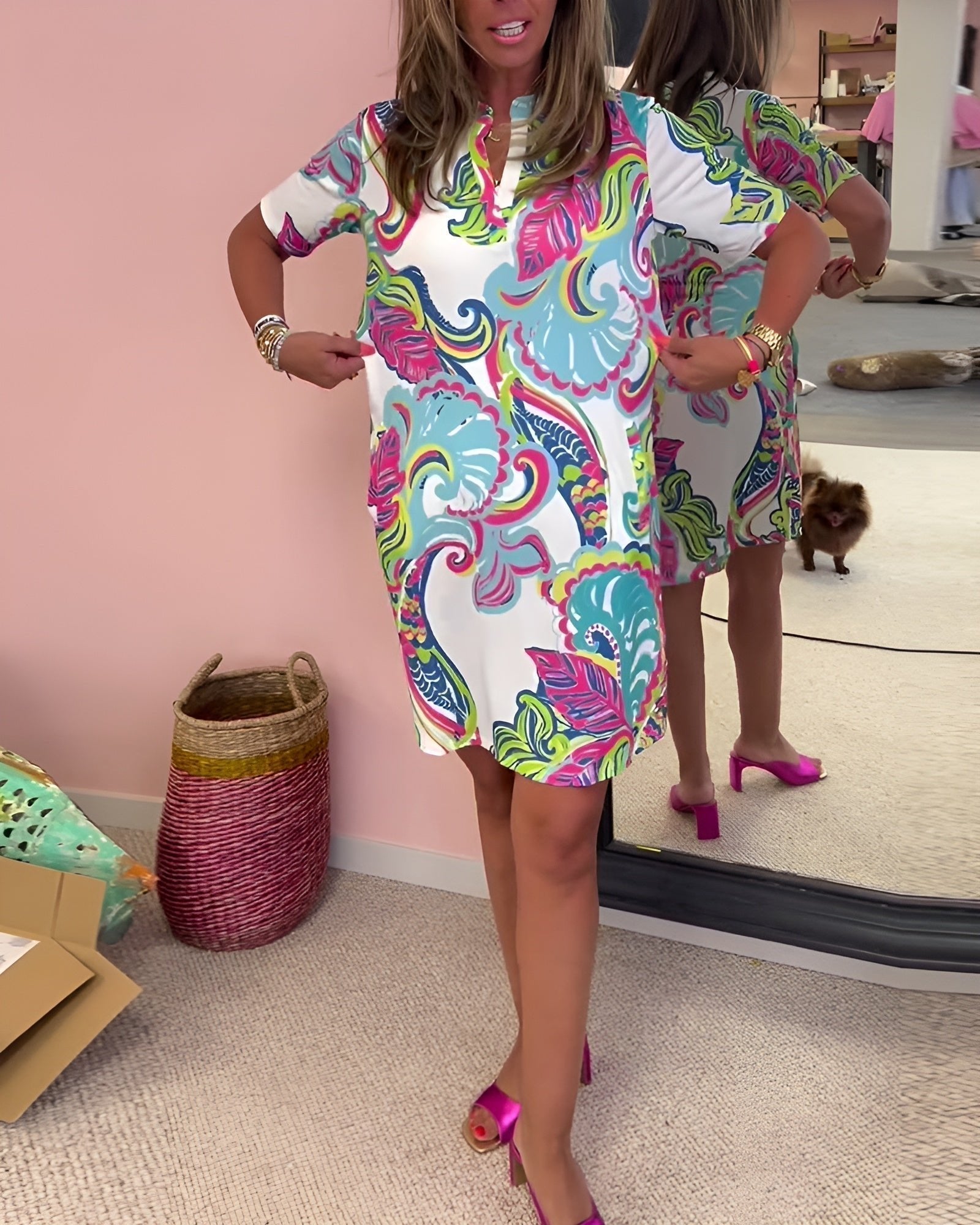 Sienna Walker | Bold Tropical Print Mini Dress For Women