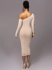 Grace Pemberton | One Shoulder Ruched Midi Evening Dress For Women
