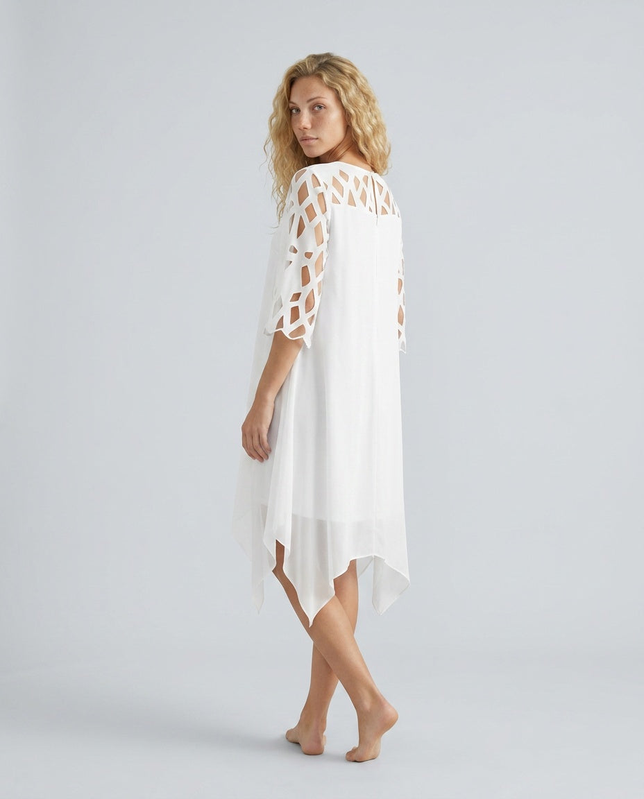 Ava Harrington | Mesh Sleeve Cape Mini Dress For Women