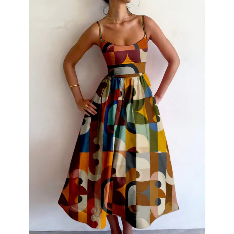 Yarra Glenford | Multicolour Geometric Print Midi Dress For Women