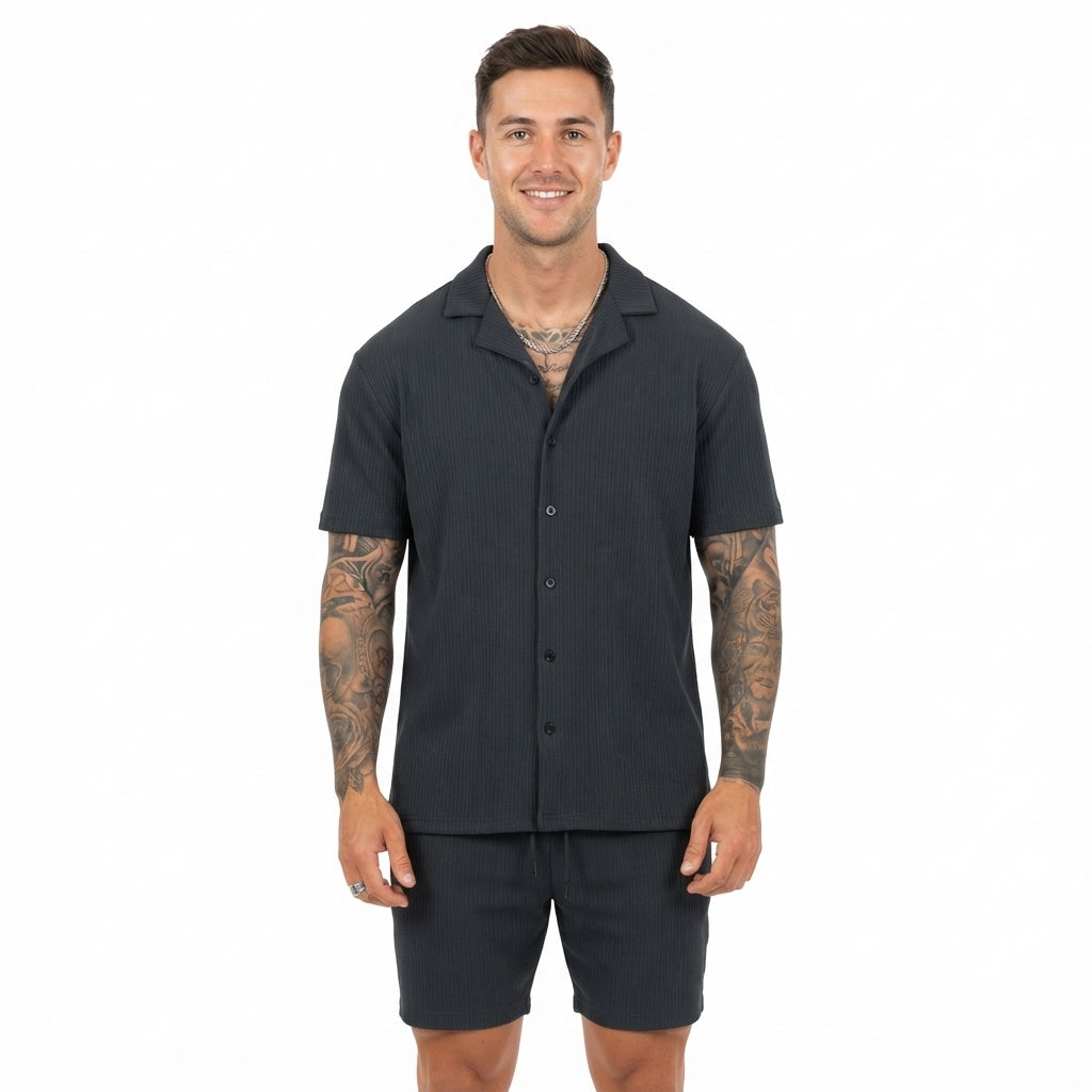 Zachary Prentice | Textured Shirt & Shorts Set For Men
