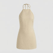 Zoe Pritchard | Dark Khaki Halter Summer Dress For Women